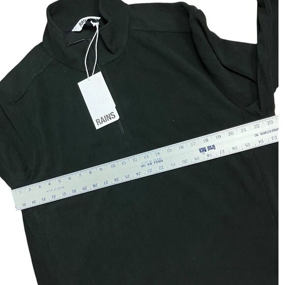 RAINS Sweater WMNS L Black Fleece Pullover Half Zip Layer Logo Lightweight - Picture 4 of 8